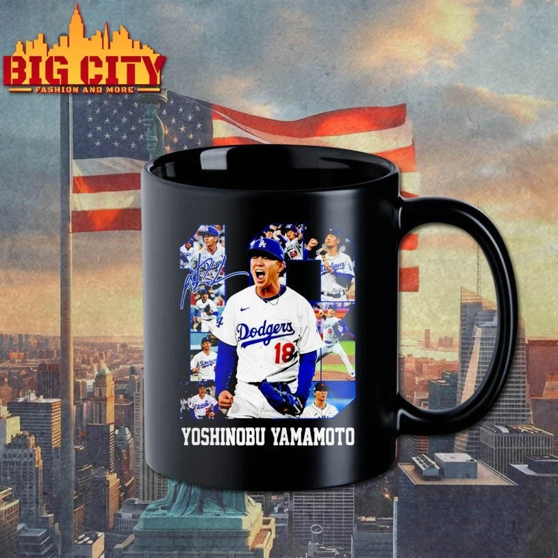 LA Dodgers Yoshinobu Yamamoto 18 Bootleg with Signature Shirt