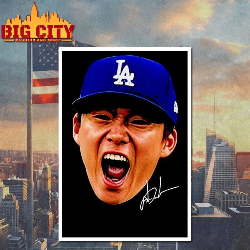 LA Dodgers Yoshinobu Yamamoto Face and signature shirt