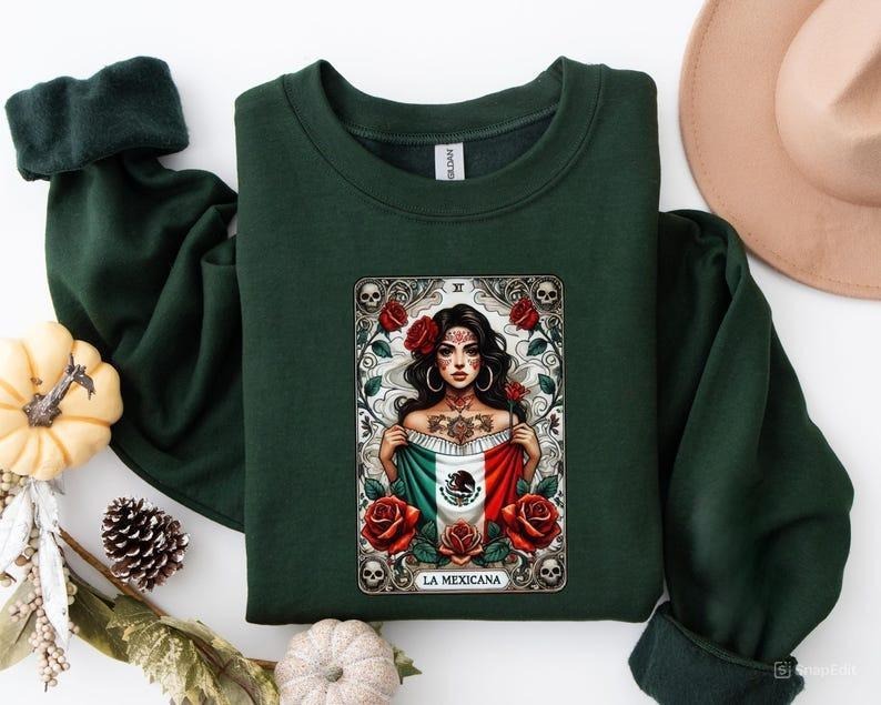 LA MEXICANA Sweatshirt, Tarot Card Shirt, Mexicana Shirt, For Men, For Women Hoodie | RetroVerseTees.com