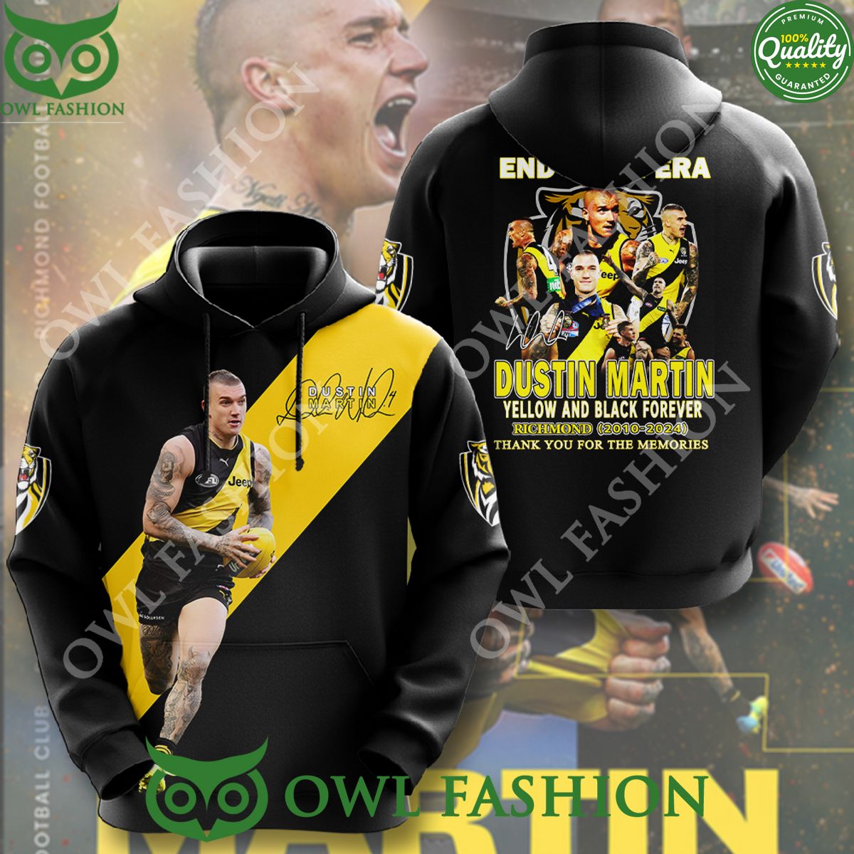 Richmond FC x Dustin Martin Yellow and Black Forever 3D t Shirt