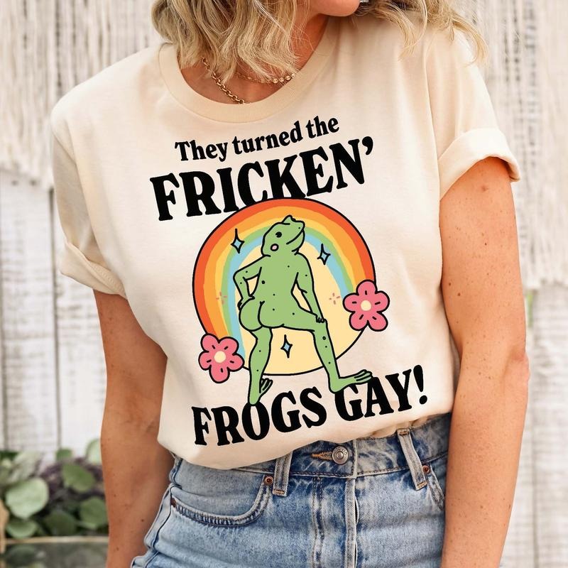 LGBQT Frog Shirt, They Turned The frickin frogs gay, Frickin Frog Meme, Pride Month Tee, LGBT Rainbow Shirt Hoodie,...
