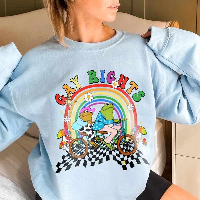 LGBT Pride Month Tshirt, Funny Frog Gay Rights Rainbow Shirt, Frog And Toad Prdie Tee,Proud Ally T-shirt,Queer Pride...