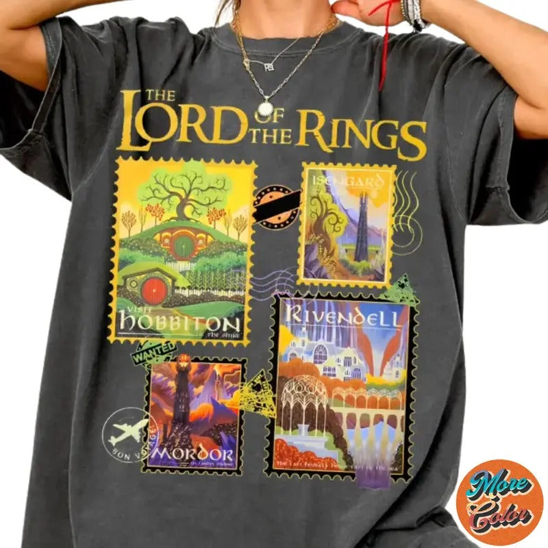 LOTR Stamps The Lord Of The Rings Movie Vintage Shirts, Cotton Unisex T-Shirt, Crew Neck, Size S- 3XL, Menswear Top,...
