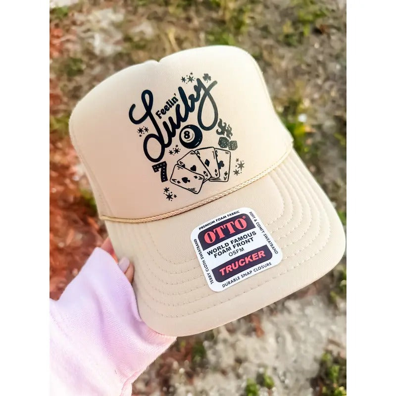 LUCKY COLLAGE TAN TRUCKER HAT T-Shirts, Hoodie, Sweatshirt | RetroVerseTees.com
