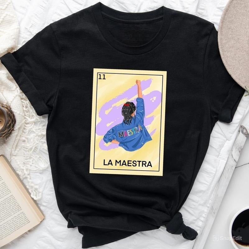 La Maestra Loteria Shirt, La Maestra Sweatshirt, Tarot Card Shirt, For Men, For Women Hoodie | RetroVerseTees.com