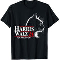 Ladies Cat Harris Walz 24 For President Election Harris Walz T-Shirt made in usa Hoodie, Sweatshirt | RetroVerseTees.com