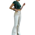 Ladies Slim Midriff-baring Tops, Summer Autumn Women Letter Number Embroidery Round Collar Short Sleeve Pullover T-shirt...