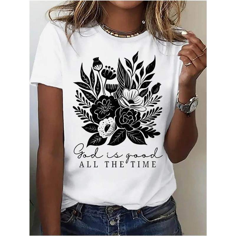 Ladies geometric T-shirt-casual T-shirt with short sleeves, 180g printed T-shirt with short sleeves, versatile...