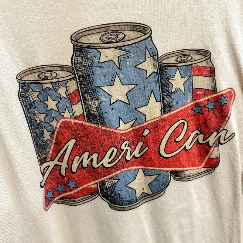 Large Tan Ameri-Can Tee Hoodie, Sweatshirt | RetroVerseTees.com