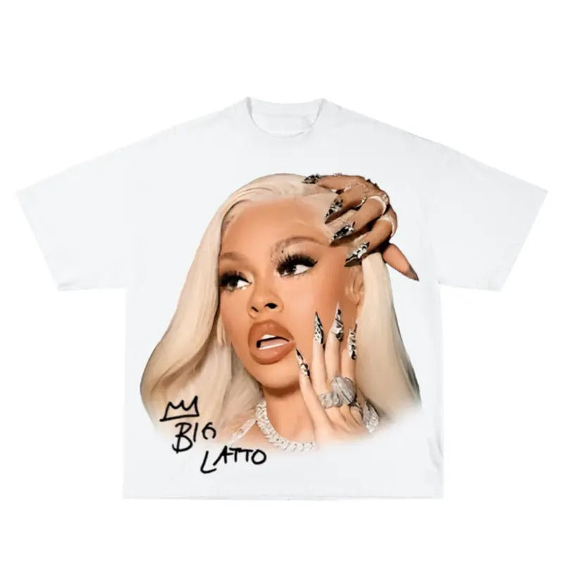 Latto Inspired Vintage Graphic T-shirt Heavy Cotton Tee Basketball 90 s Styled Shirt Hiphop Vibes Y2K Aesthetic Throwback...