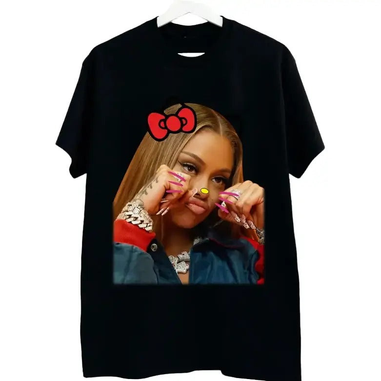 Lattooo Kitty Red Tee Cotton Fabric Hoodie, Sweatshirt | RetroVerseTees.com
