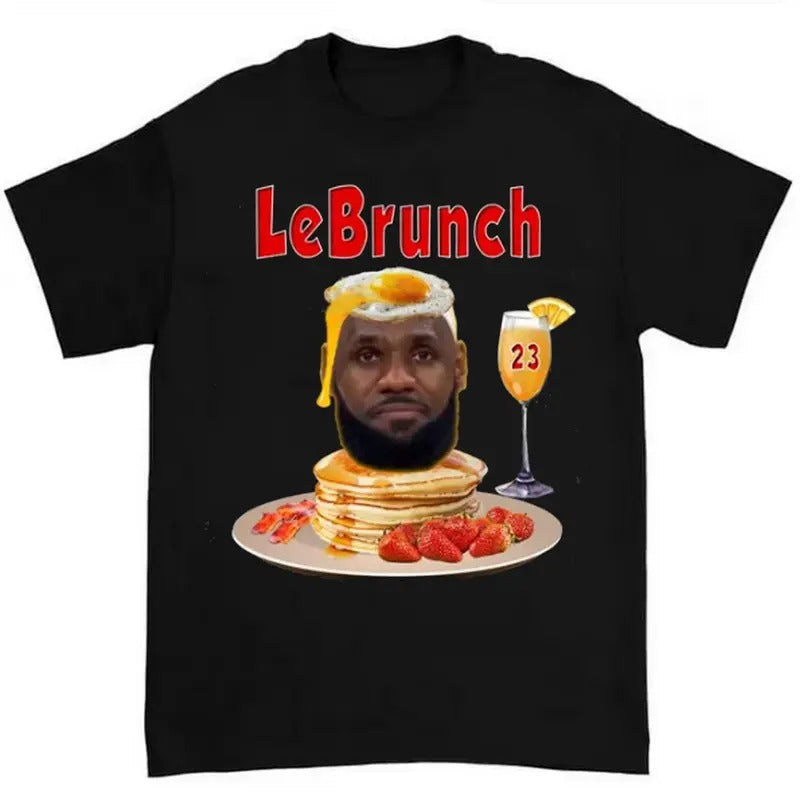 LeBrunch Funny LeBron Pancake Tee Highlighting Brunch Parody and Washed Streetwear Style Hoodie, Sweatshirt