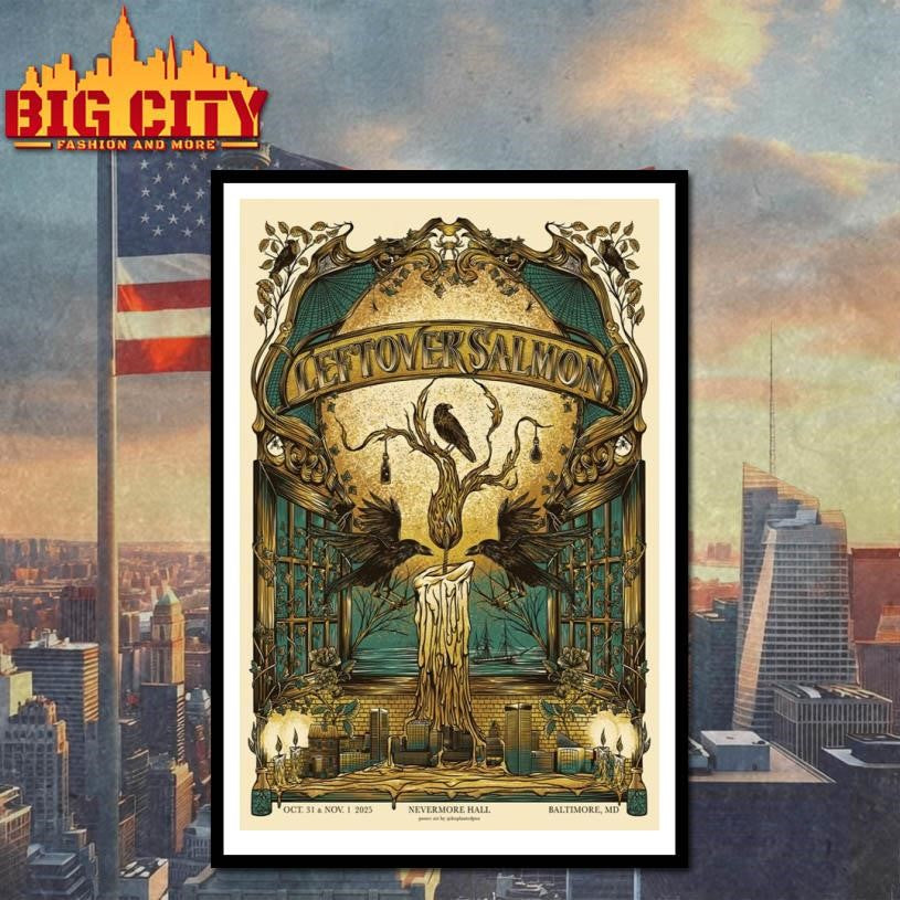 Leftover Salmon At Nevermore Hall In Baltimore MD On Oct 31 And Nov 1 2025 Poster Shirt