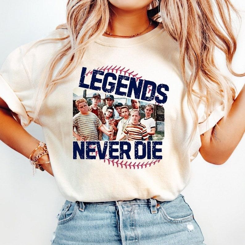 Legends Never Die Shirt, 1990s Sandlot Legends Never Die Shirt, Gameday Tee, Trendy Baseball Shirt, Retro Baseball Lover...