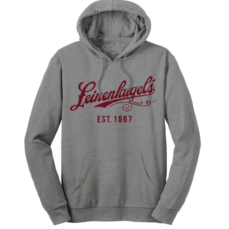 Leinenkugel's Beer Logo Pullover Hooded Sweatshirt - Gray T-Shirts, Hoodie | RetroVerseTees.com