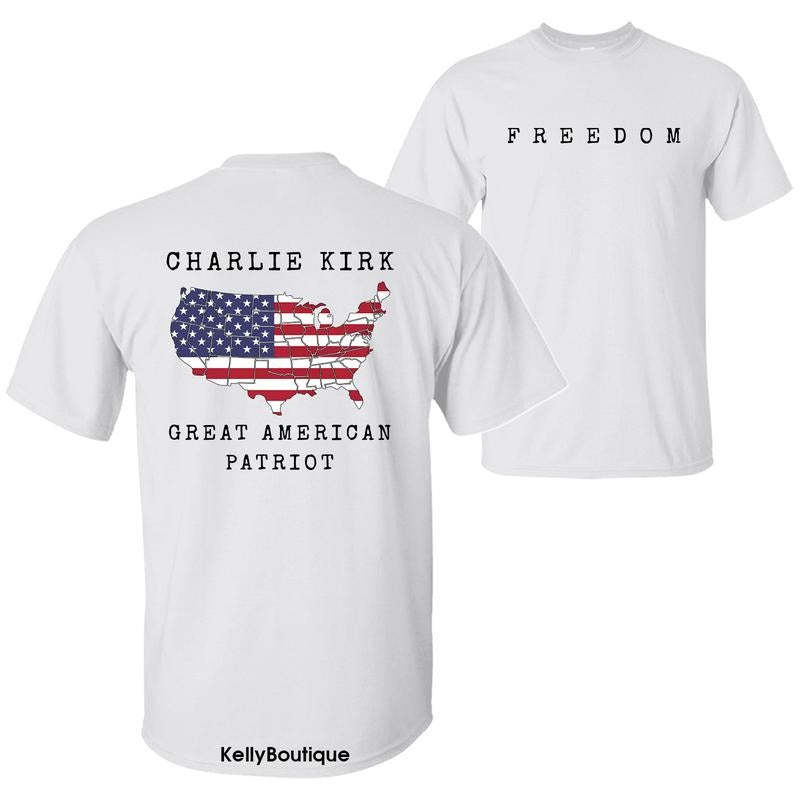 Lengends Never Die Charlie Kirk Freedom A True Patriot T-Shirt, Charlie Kirk Shot Dead at Utah College Event Tee, 2 Sided...