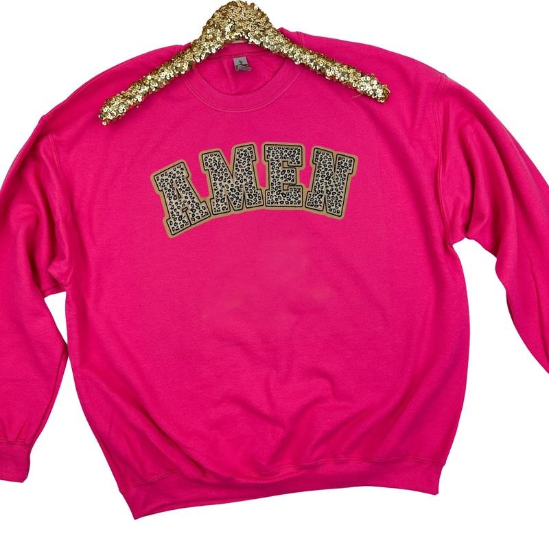 Leopard AMEN Chenille Patch Gildan Sweatshirt T-Shirts, Hoodie | RetroVerseTees.com