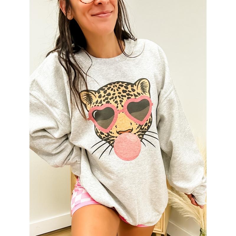Leopard Bubblegum Graphic Top T-Shirts, Hoodie, Sweatshirt | RetroVerseTees.com