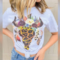 Leopard Floral Feather Bull Skull Graphic Tee Hoodie, Sweatshirt | RetroVerseTees.com