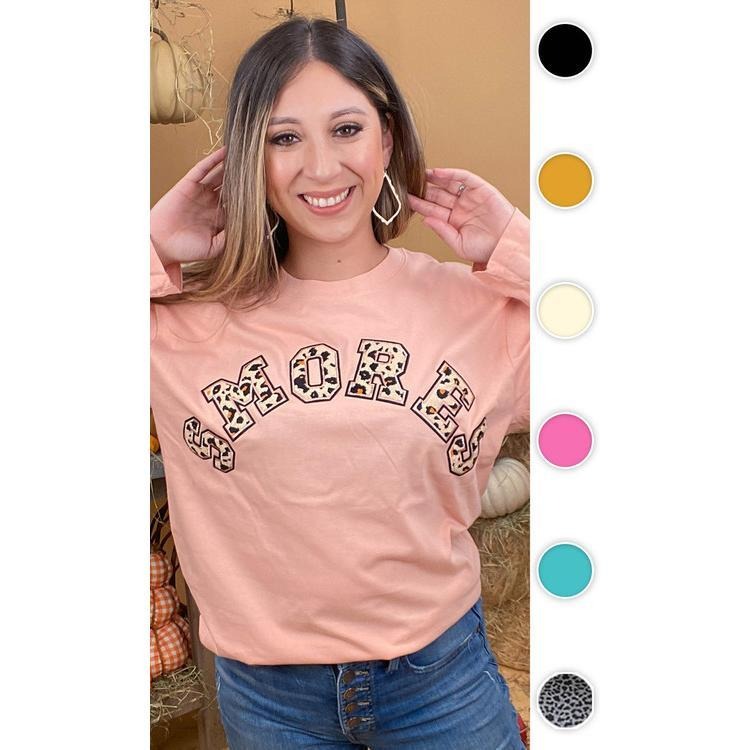 Leopard Ideal Chenille Smores Graphic Boyfriend Long Sleeve T-Shirt Hoodie, Sweatshirt | RetroVerseTees.com