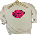 Leopard Lips Chenille Patch Sweatshirt -- SAND T-Shirts, Hoodie | RetroVerseTees.com
