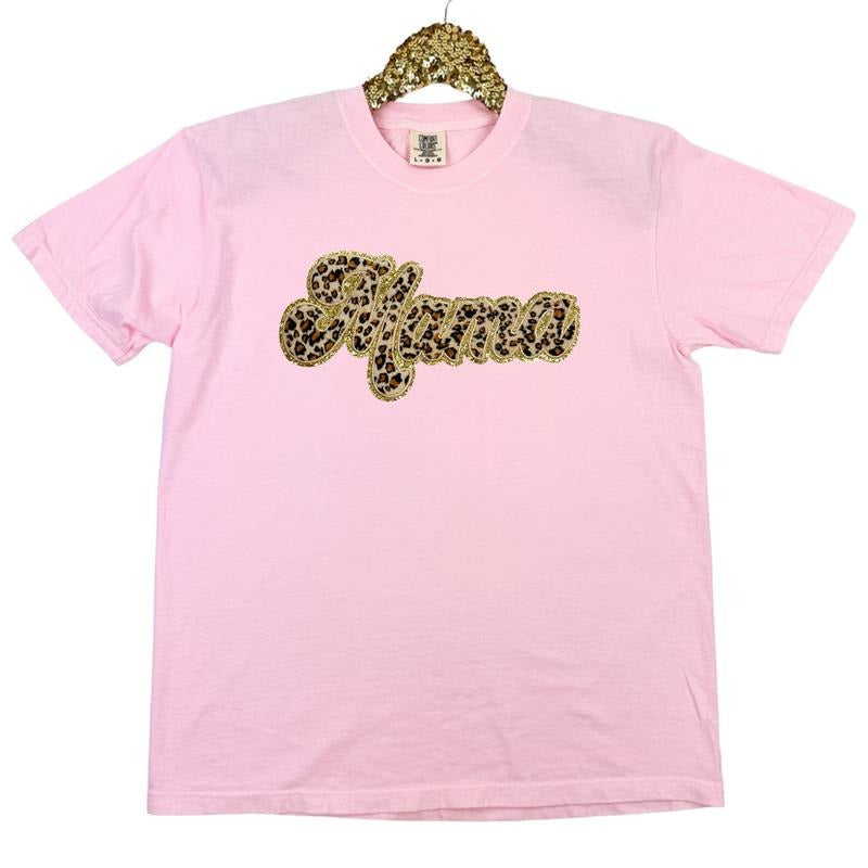 Leopard Mama Chenille Patch Comfort Colors T-Shirt Hoodie, Sweatshirt | RetroVerseTees.com