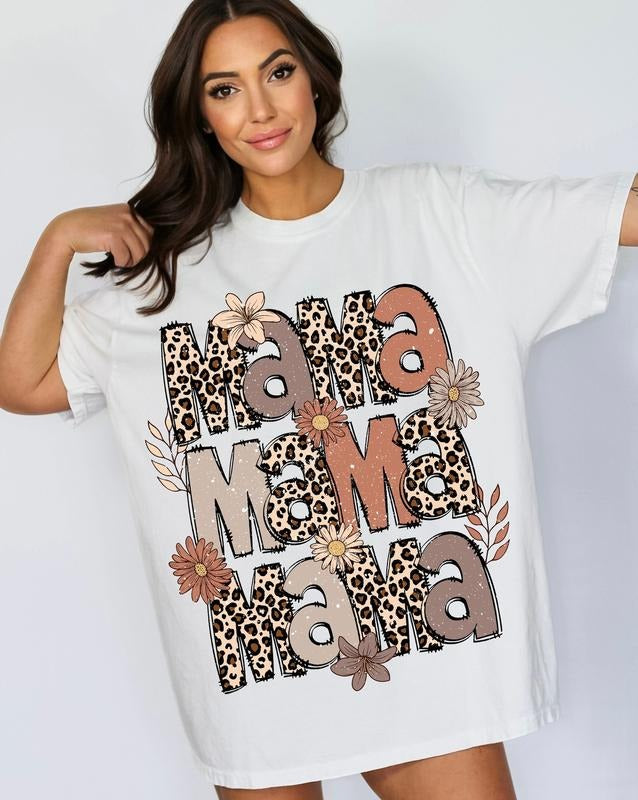 Leopard Mama Flower T-shirt, Retro Groovy Boho , Mama Shirt, Mother's Day T-shirt Hoodie, Sweatshirt | RetroVerseTees.com