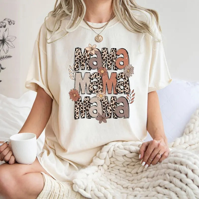 Leopard Mama Shirt, Flower Mama Shirt, Mothers Day Gift, Gift For Mom, New Mom Gift, Flower Leopard Mama Shirt, Mom Shirt...