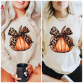 Leopard Pumpkin Bow Tee or Sweatshirt Hoodie | RetroVerseTees.com