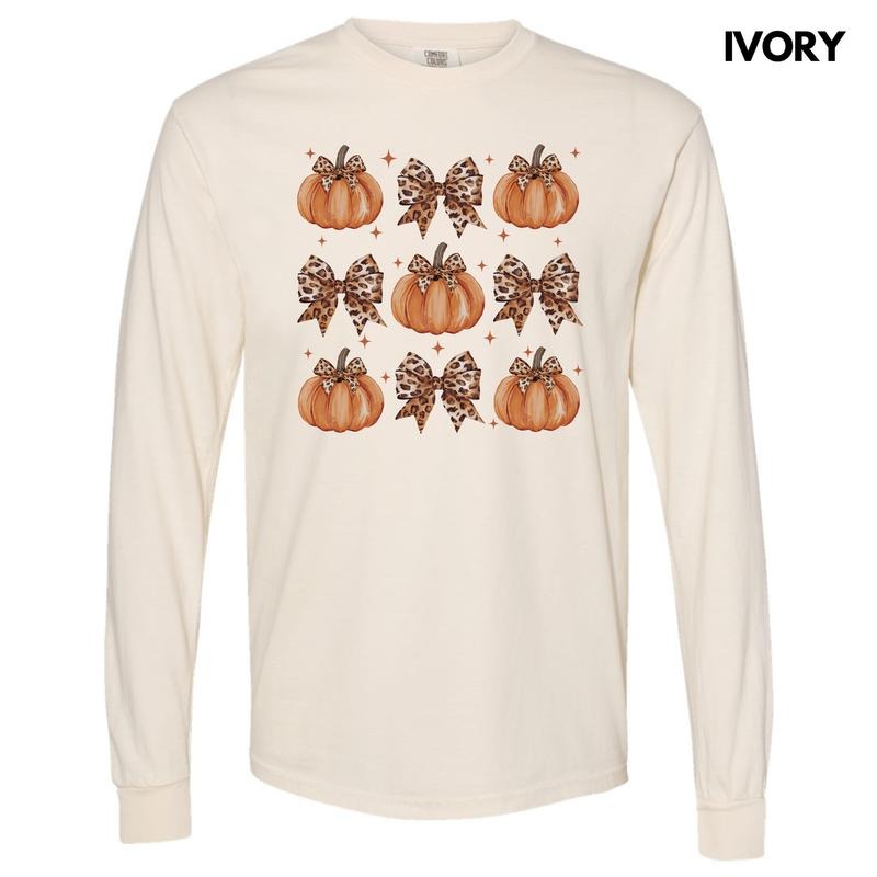 Leopard Pumpkin Coquette Collage Long Sleeve Comfort Colors T-Shirt 'NLB' Hoodie, Sweatshirt | RetroVerseTees.com