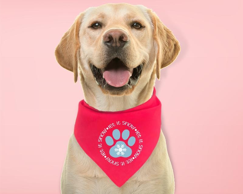 Let It Snow Dog Bandana, Winter Dog Bandana, Dog Paw Handkerchief, Puppy Neck Scarf Snow, Pet Owner Christmas Gift Scarf....
