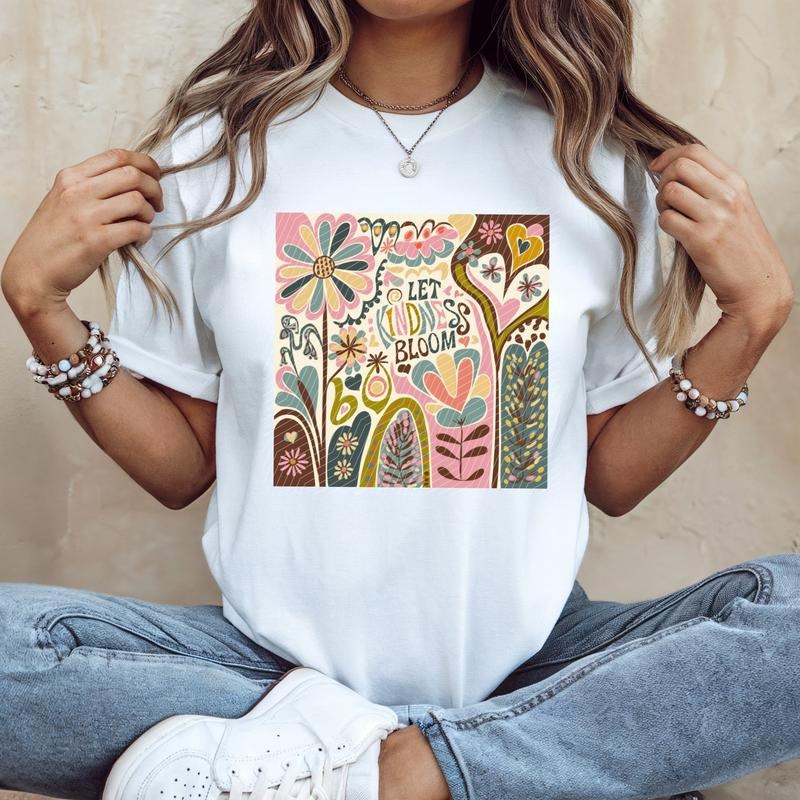 Let Kindness Bloom Block DTF Transfers - THIS IS NOT A SHIRT Hoodie, Sweatshirt | RetroVerseTees.com