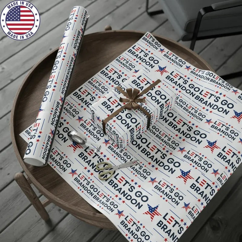 Let's Go Brandon Style USA Wrapping Paper for Gifts - Trump Maga Let's Go Brandon Biden Trump 2024 Wrapping Paper Trump...