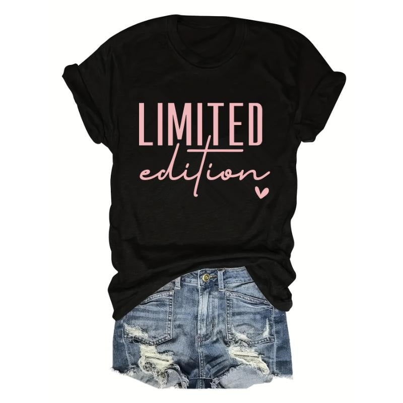 Letter Print T-shirt, Short Sleeve Crew Neck Casual Top For Summer & Spring, Women'WB shield Clothing Hoodie, Sweatshirt