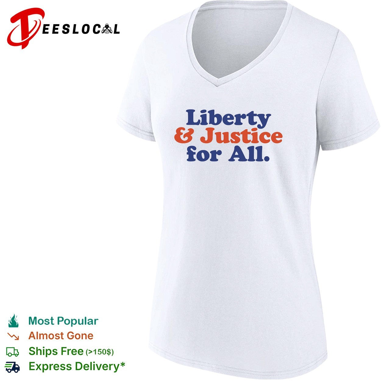 Liberty and Justice for All retro typography shirt