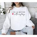 Life is Better With My Boys Sweatshirt and Hoodie, Mom of Boys Sweatshirt, Mom of Boys Crewneck, Mom of Boys Shirt,...
