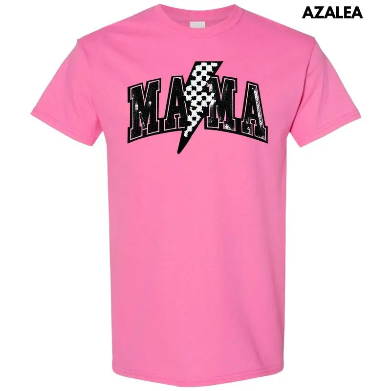 Lightning Mama Black Sequin Patch Gildan Short Sleeve T-Shirt Hoodie, Sweatshirt | RetroVerseTees.com