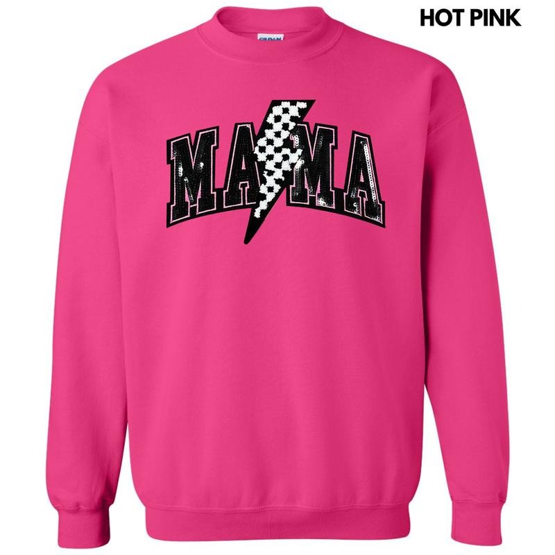 Lightning Mama Black Sequin Patch Sweatshirt T-Shirts, Hoodie | RetroVerseTees.com