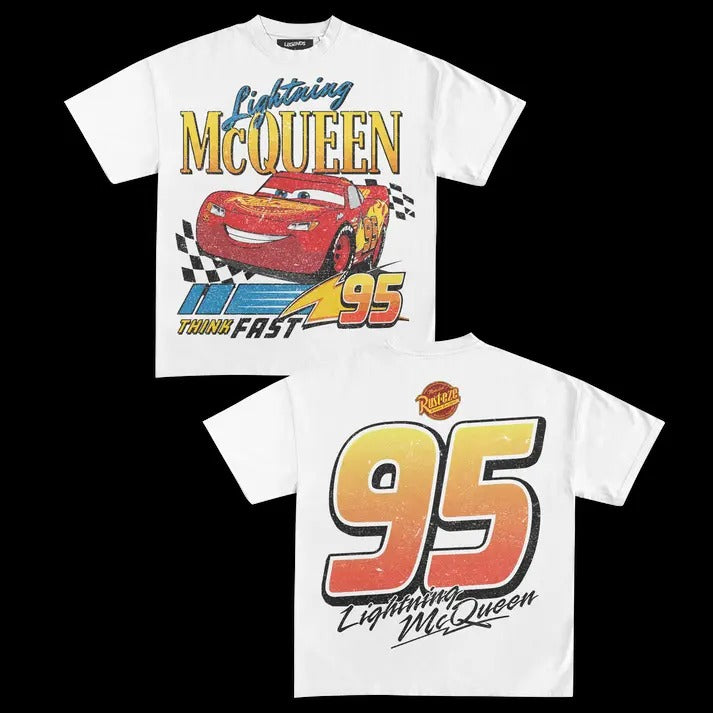 Lightning Mcqueen Vintage Tee Retro Cotton T-Shirt Hoodie, Sweatshirt | RetroVerseTees.com