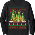 Lights Xmas Sweater Style Ugly Santa Saxophone Christmas Long Sleeve T-Shirt Hoodie, Sweatshirt | RetroVerseTees.com