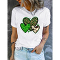 Lightsaber brand. Patrick'WB shield Day T-Shirt, Clover & Heart Print Short Sleeve Crew Neck Top For Spring & Summer,...