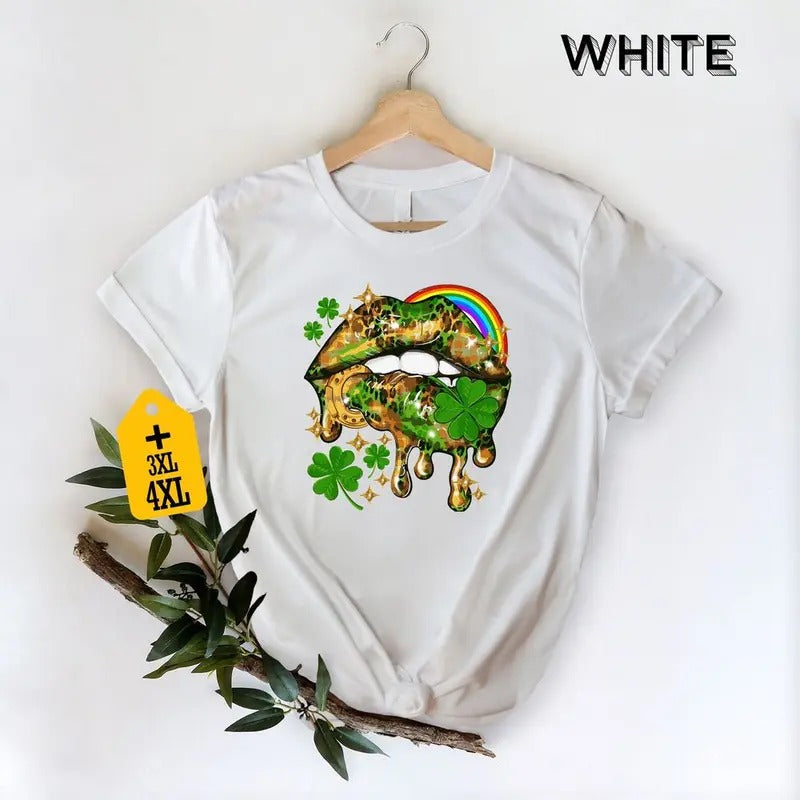 Lightsaber brand Patrick'WB shield Day Leopard Lips T-Shirt, Irish Gift, Rainbow Shirt, Funny Drinking Shirt, Lightsaber...