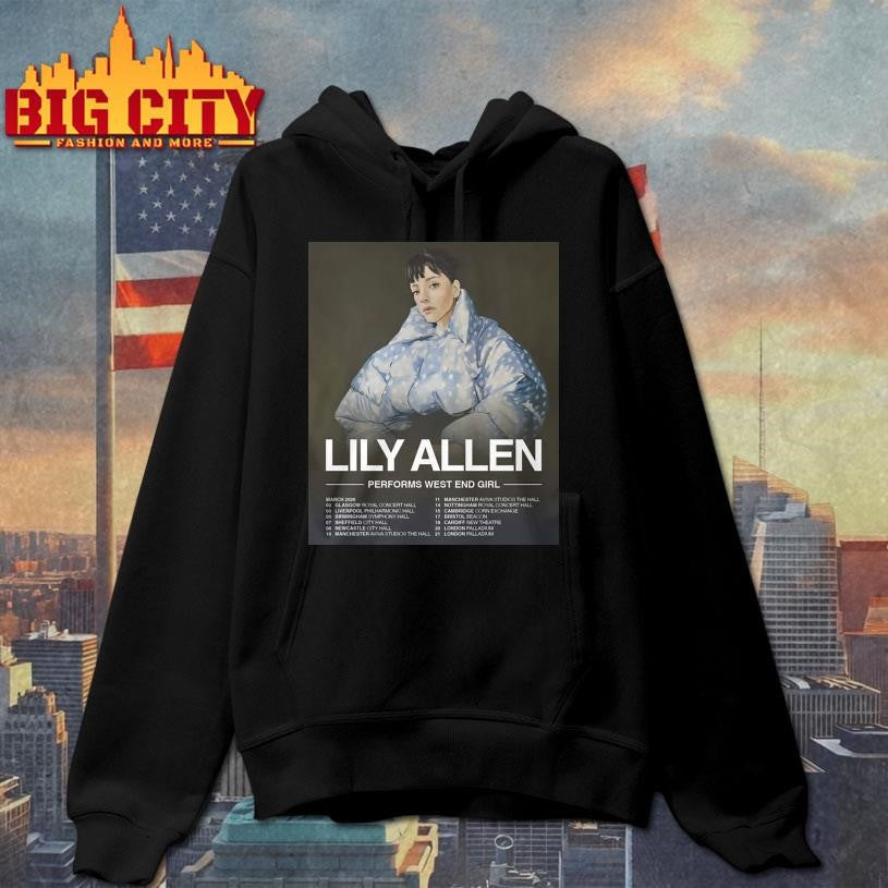 Lily Allen West End Girl Tour 2026 poster shirt