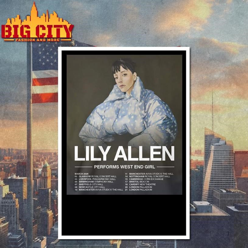 Lily Allen West End Girl Tour 2026 poster shirt