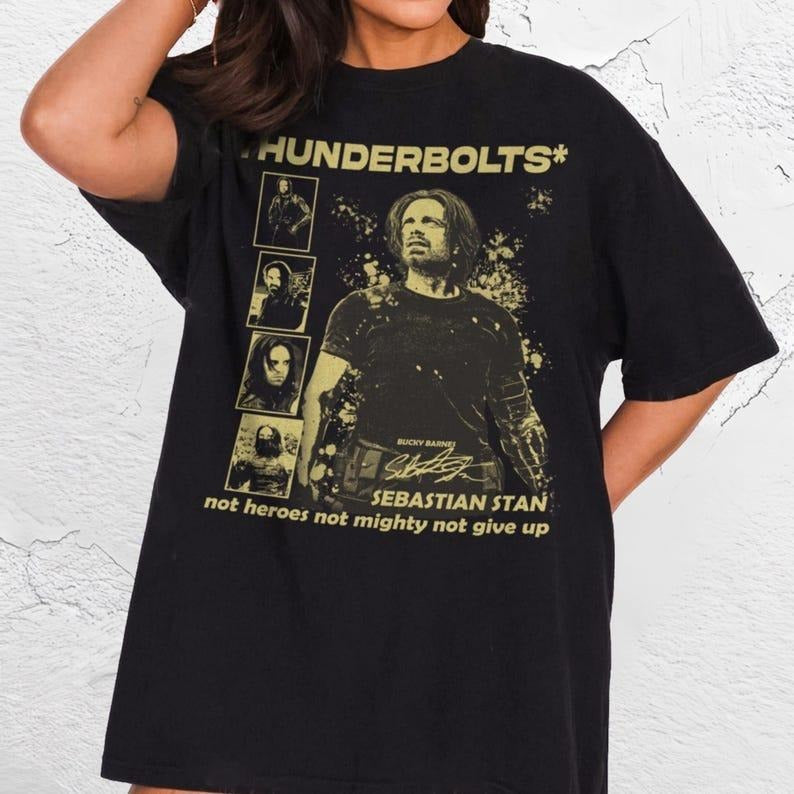 Limited Bucky Barnes Not Heroes, Not Mighty Shirt, Thunderbolts Shirt Gift, Florence Pugh, Avengers Campus Shirt Hoodie,...