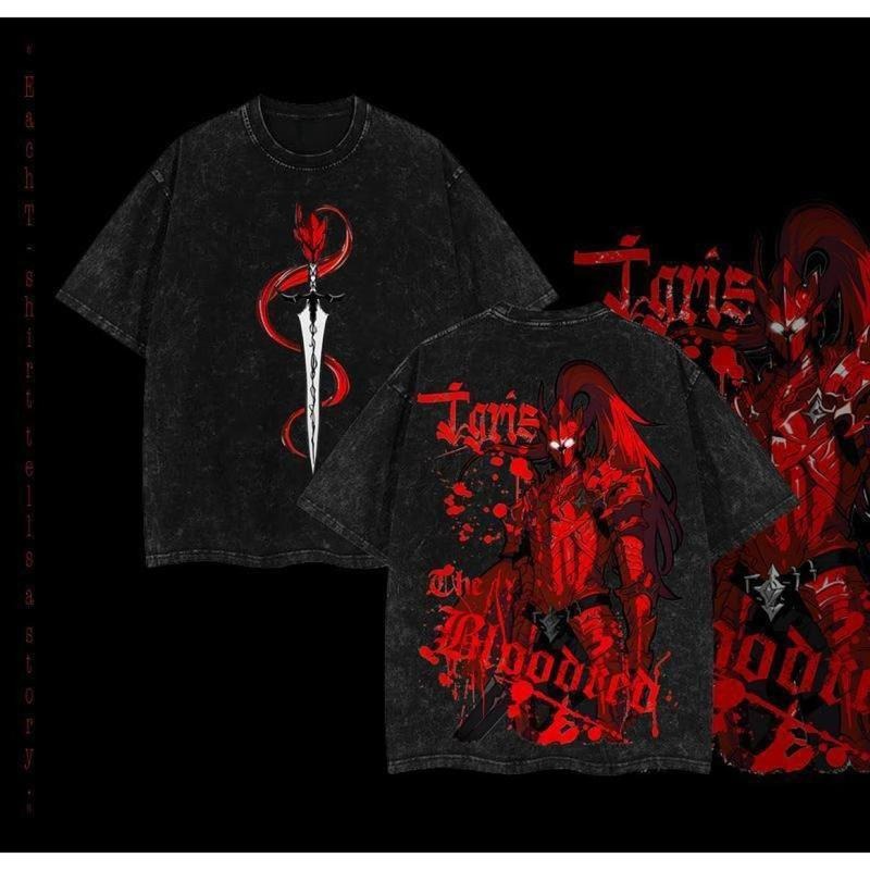 Limited Edition Igris Bloodred Mineral Wash T-Shirt, Solo Leveling Acid Wash T-Shirt, Simple Style, Gildan Unisex,...