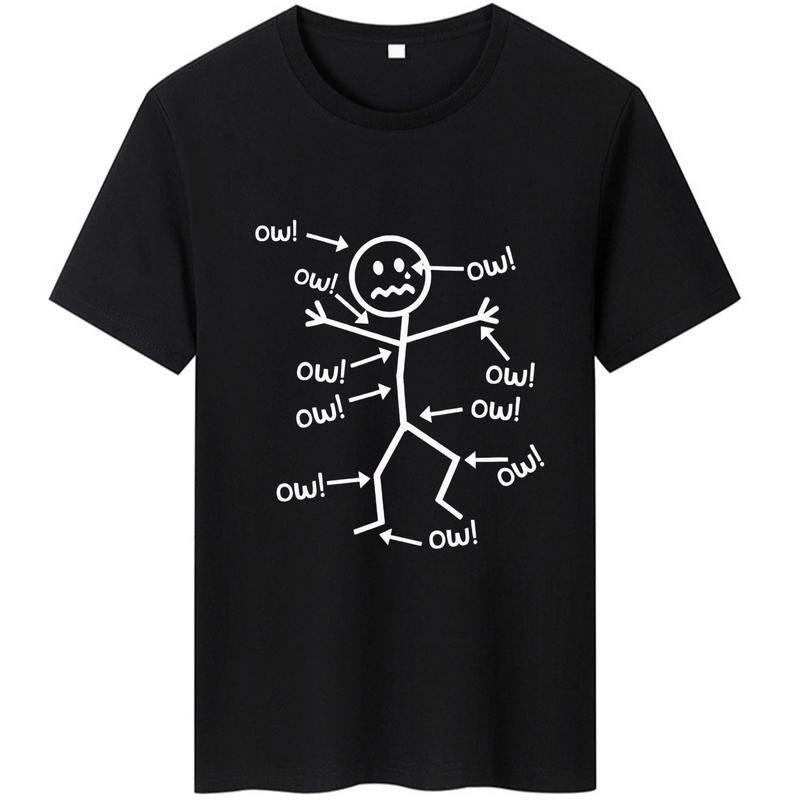 Line GA T-Shirt Cartoon TNF & Letter Print Round Neck T-Shirt Simple Gunpla brand Interesting Summer Casual Comfortable...
