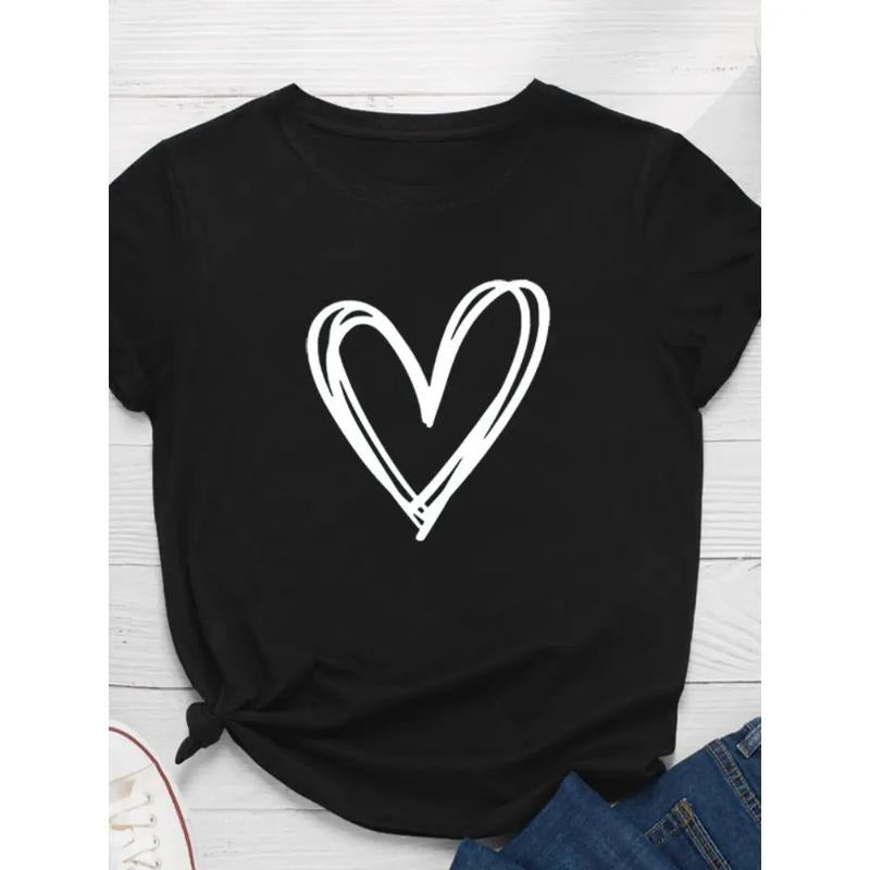 Line Heart Print Women Lightsaber brand Shirt Short Sleeve Neck Loose Women Tshirt Ladies Tee Shirt Tops TNF style 02...