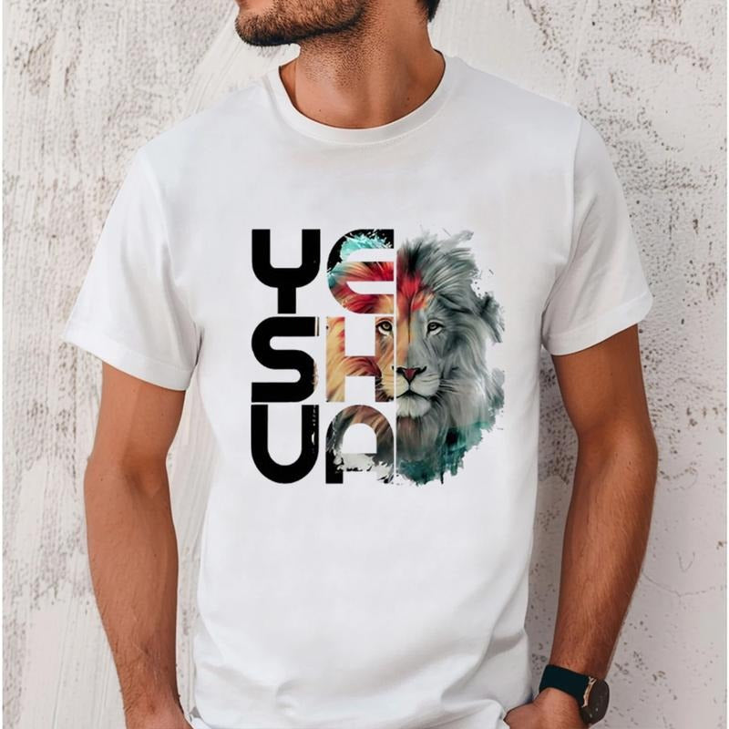Lion Gunpla brand Yeshua Christian Tshirt Pure Cotton Fabric Casual Streetstyle Crew Neck Short Sleeve T-Shirt Trendy...
