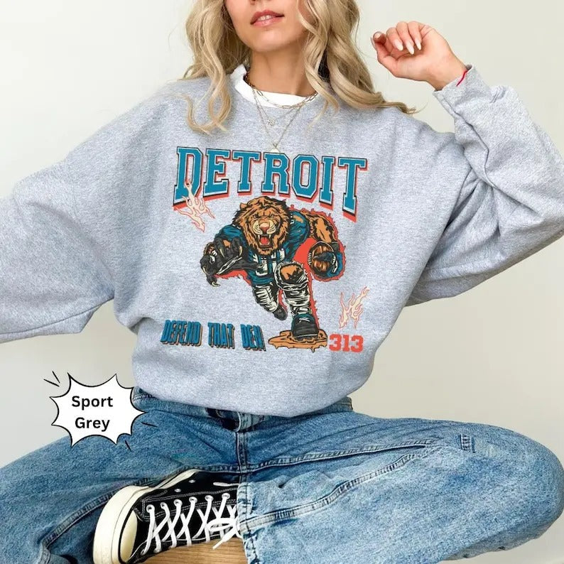 Lions Football Vintage Retro Style Football Sweatshirt T-Shirts, Hoodie | RetroVerseTees.com